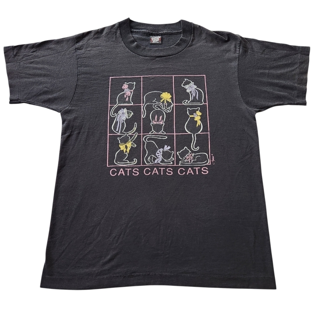 Vintage 90s Single Stitch Cat Graphic Tshirt Sz L